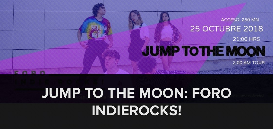 Este 25 de Octubre vamos a disfrutar el concierto de la banda sensación de España <a href="/weareJTTM/">Jump to the Moon</a> 🎧

Consigue tus accesos aquí: jumptothemoon.boletia.com