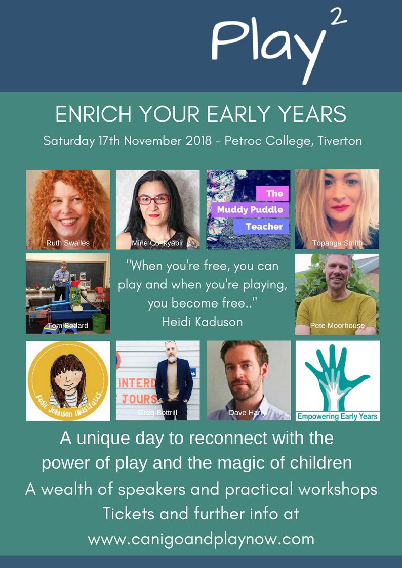 canigoandplay's tweet image. Play2 is going to be a special day of EY CPD in the South West and amongst its wealth of EY ‘greats’ is @SwailesRuth - she’s worth the ticket price alone 🙂
#eytalking #EYFS #keyu 👧🏼not🤖

bit.ly/2QYGPXc