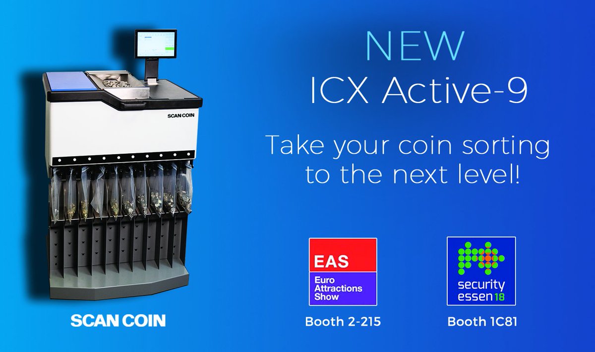 SuzoHappEU's tweet image. #EAS and #SecurityEssen will start next week and we are excited to attend! Make sure to stop by our booths and see live demo of our new ICX Active-9, the all-in-one solution for any #coinsorting need! Read more: bit.ly/2DiMSmx
