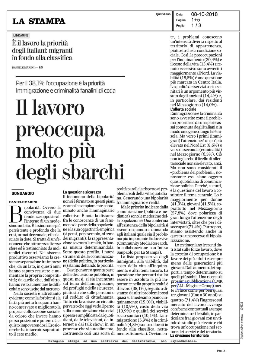 ALISpA_HR's tweet photo. Prossima alla pubblicazione la #ricerca condotta per #MagisterGroup e #ALIspa da Daniele Marini @dmarini60 , #Professore di @UniPadova. @LaStampa
#giovani #lavoro #job #occupazione #career #giovaniallavoro #parlanodinoi https://t.co/74FAIqGpaC