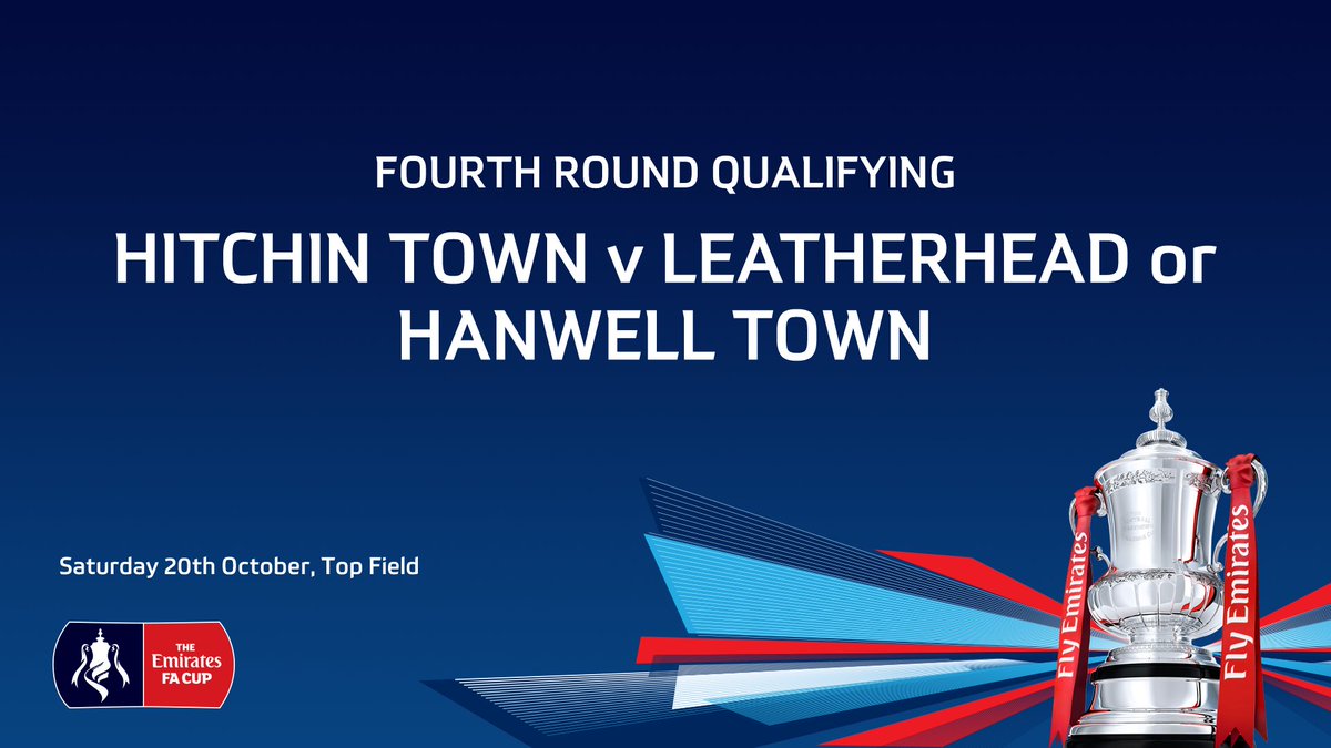 🏆 | EMIRATES FA CUP DRAW

The Canaries have been drawn at home in the Fourth Round Qualifying of the <a href="/EmiratesFACup/">Emirates FA Cup</a>. We'll host <a href="/LeatherheadFC/">Leatherhead FC</a> OR <a href="/HT_FC/">HTSportsFC</a> at Top Field on Saturday 20th October 2018. 

💛💚⚽️ #COYY #EmiratesFACup