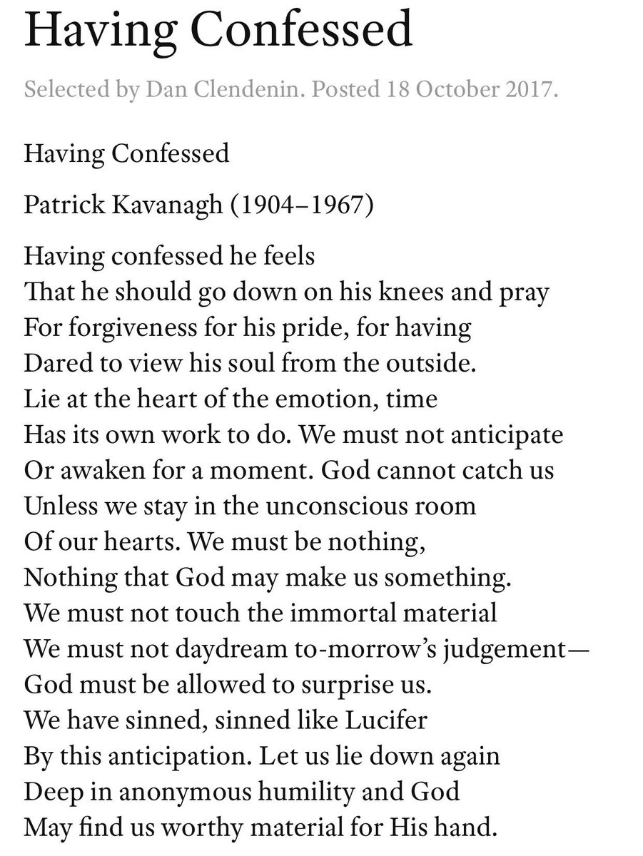 EamonnMallie's tweet image. Wonderful poem by Patrick Kavanagh invoked during the requiem mass at the church of the Immaculate Conception Ballygawley for Fr. Brian Hackett,  a humble and questioning man. Ar dheis Dé go raibh anam Bhriain.