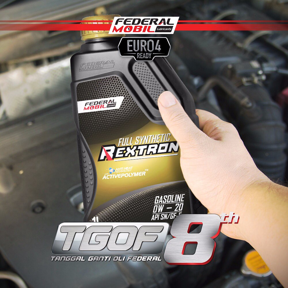 Belum sempet ikutan promo #TGOF bulan lalu? Ayo jangan sampe kelewatan lagi, sudah waktunya buat ganti oli mobil lo dengan #FederalMobilEuro4Ready

#TanggalGantiOliFederal
#ChangeOnThe8th
#DriveSmartSaveTheEarth