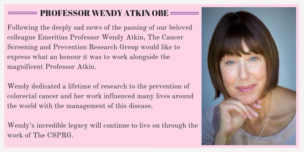 CSPRG_Imperial's tweet photo. A tribute to our incredible colleague Professor Wendy Atkin OBE https://t.co/nWi2BrOt9t