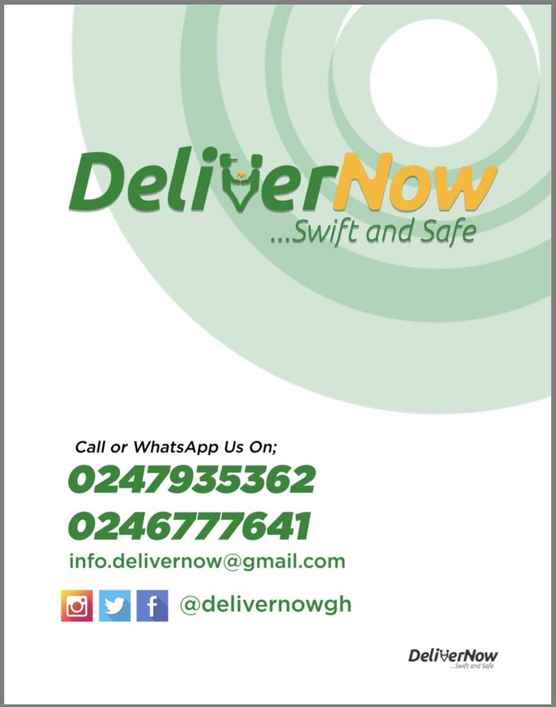 delivernowgh's tweet image. We provide reliable same day delivery service within Accra and Tema. 
We deliver parcels, food, documents, general goods and always ready to run your errands.
We handle individuals as well as business deliveries. CALL US
0246777641
0247935362
#SwiftAndSafe #DeliverNow