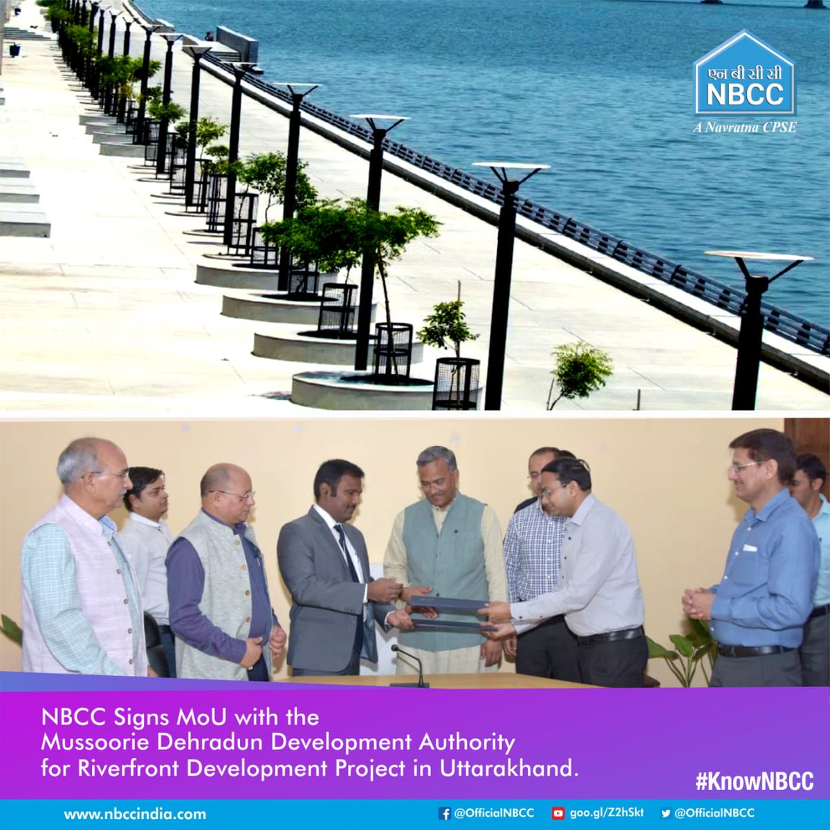 OfficialNBCC's tweet image. In presence of U&apos;khand Hon&apos;ble CM, Shri Trivendra Singh Rawat, an MoU  for Riverfront Dev. project in the state was signed between Dr. Ashish Kumar Srivastava IAS, Vice Chairman, MDDA &amp;amp; Shri PS Rao,GM. NBCC will be the implementing agency.The cost of project is Rs 750 Cr(approx.)