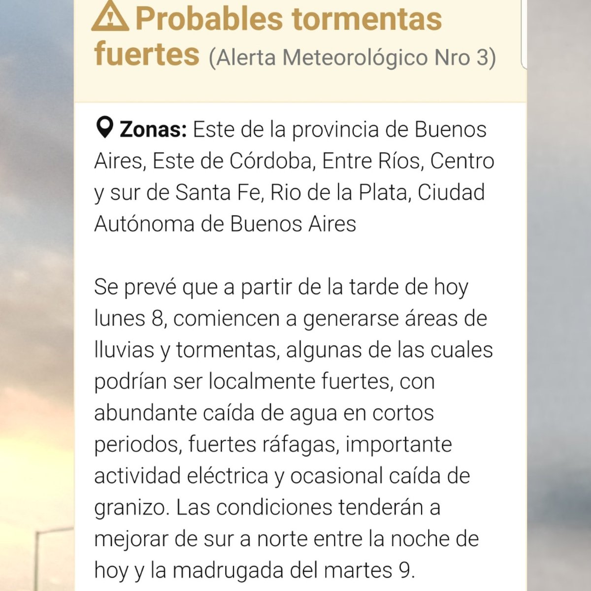DefCiviLomas's tweet photo. #DefensaCivil 
Alerta Meteorológico Vigente https://t.co/uPvpeXaZVY