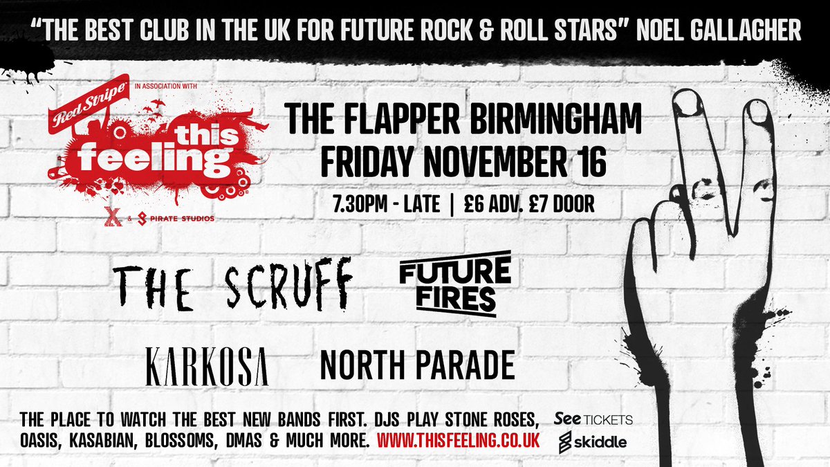 In case you missed it yesterday... We return to BIRMINGHAM on NOVEMBER 16th to play @TheFlapperBrum alongside @TheScruff_ @futurefiresband and @officialkarkosa for @This_Feeling // Buzzing for this one, see you there x