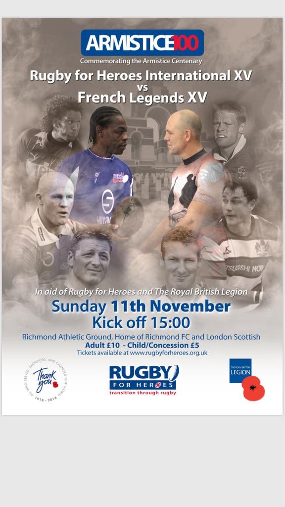 ExclusivelyPri1's tweet photo. Follow the link and get your tickets, support a great cause and watch some legends in action.
https://t.co/nqKI4vbiTu. #armistice100 #rugby #rugbyforheroes #exclusivelyprivate #undertherose @GingeWindle https://t.co/Ddls3F5c8C