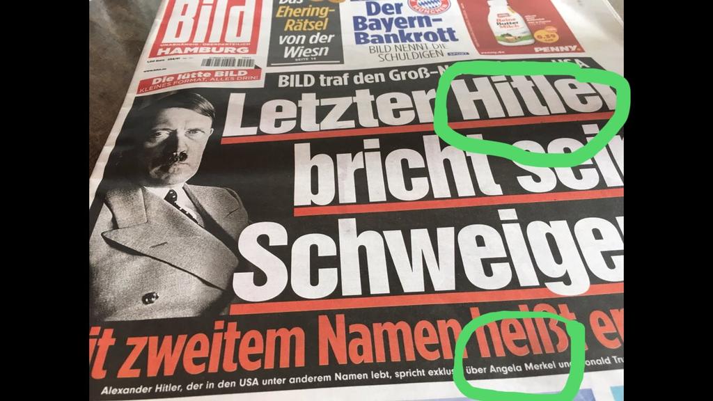Wurzelbier's tweet photo. Man, @BILD! Wenn Du etwas über Hitler und Merkel wissen willst, dann lies doch einfach das Buch von Christian Alt und mir! #amiht #angelamerkelisthitlerstochter https://t.co/pVsgvWmQn6
