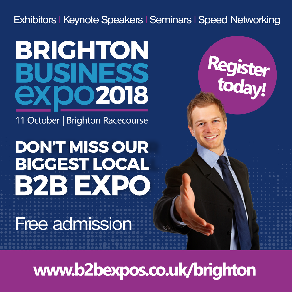 BrightonExpo's tweet photo. With just days to go, we're on the countdown to #BrightonExpo. It's free to attend the show. Just turn up on the day and enjoy #networking, free business advice and the opportunity to grow your business. https://t.co/pYKfX4fY07