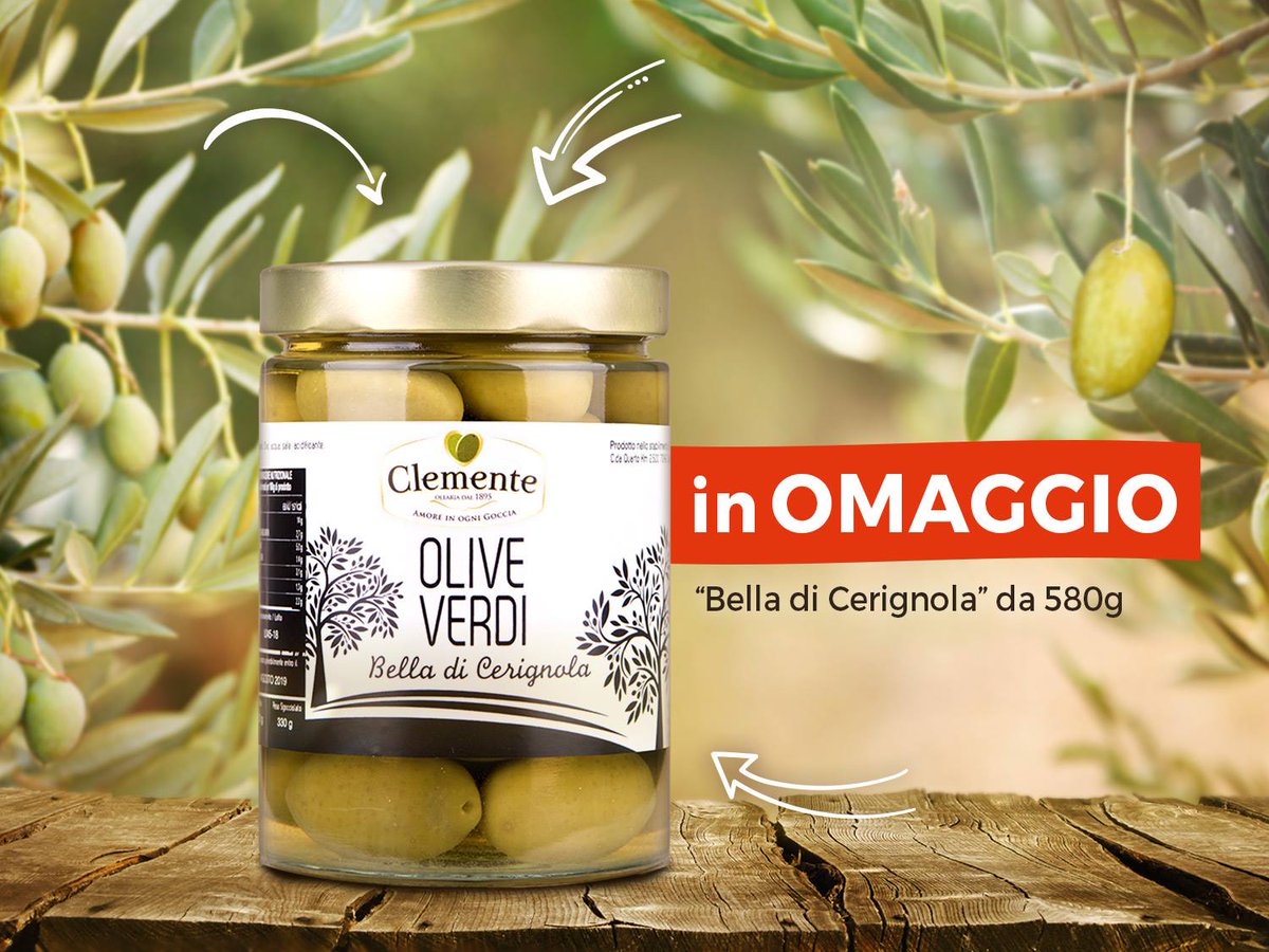 olioclemente's tweet photo. [PROMO]
Da oggi per tutti gli ordini superiori a 50 euro in #omaggio un Vasetto di "Olive Bella di Cerignola da 580ml"
#Promozione valida fino ad "Esaurimento Scorte”
Approfittane subito 👉🛒 https://t.co/pIcHwm7yRF
-
#belladicerignola https://t.co/LFAPszGIxQ