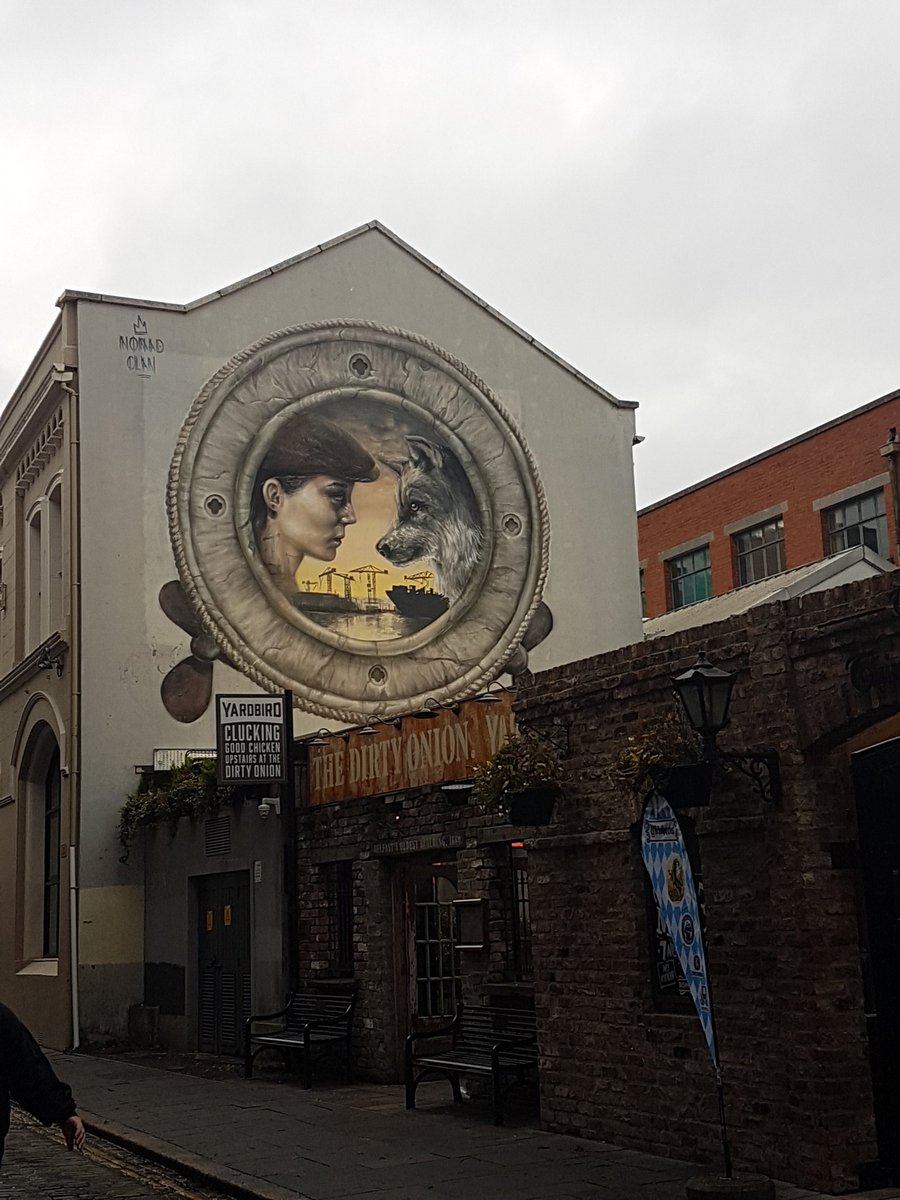 beeinmybeanie's tweet photo. Some lovely street art in Belfast! 

That's you. The wolf, that runs with the lone wolf. So the lone wolf never has to be alone again. 🐺

#directorpower #codirectors #BladesofGlory @katherineSt_Sc @tessagus44 https://t.co/a13mqgcFaS