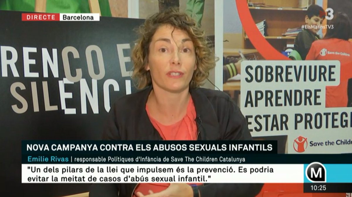 .<a href="/emilierivas/">Emilie Rivas</a>, responsable de Polítiques d'Infància de <a href="/SaveChildrenCat/">Save the Children Catalunya</a> en directe a <a href="/elsmatins/">Els matins TV3</a> de <a href="/tv3cat/">TV3 és ara @Som3Cat</a> "Quan parlem de violència contra la infància tot el que no és prevenció és arribar massa tard. Necessitem programes de prevenció perquè hem d'actuar abans". #rompoelsilencio