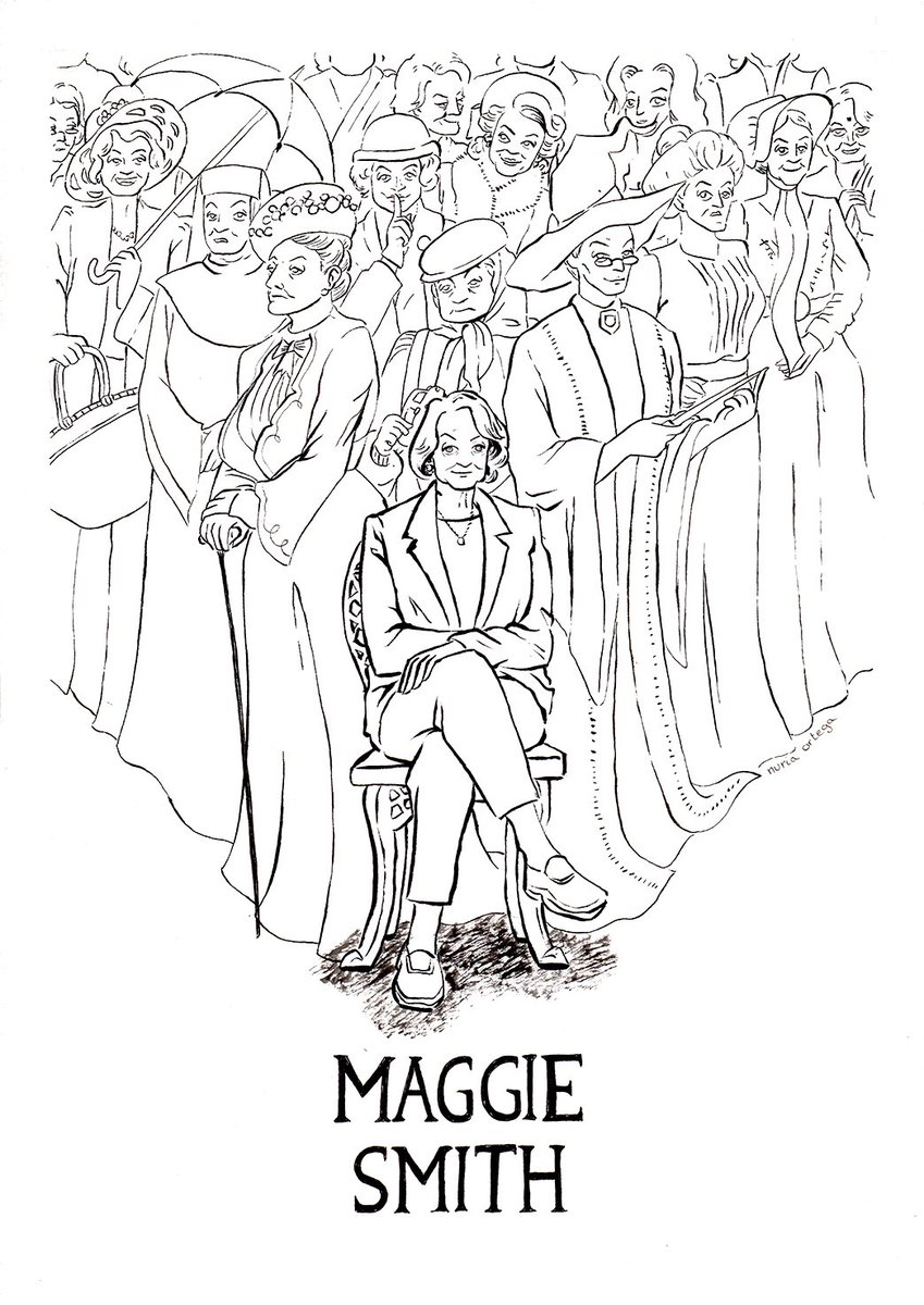 nuria_oa's tweet photo. El #inktober de este año es un poco random, publico con retraso y bueno hasta donde llegué bien estará. La temática es mujeres que son un referente para mi. Inicio con Maggie Smith, maravillosa actriz.
#Inktober2018 #maggiesmith #girltober https://t.co/XhW0uYBm5f