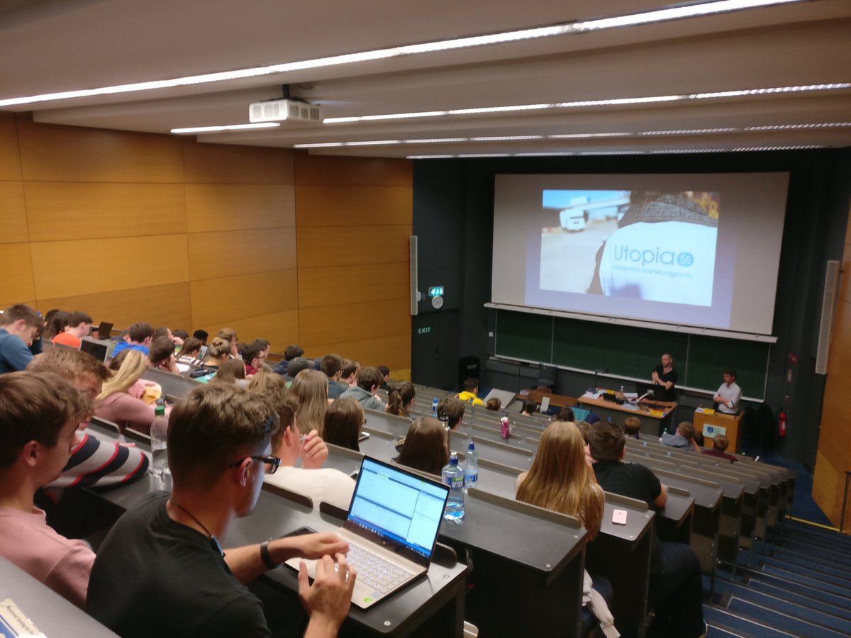 EWBIreland's tweet photo. Huge thanks to Gav &amp; Trev for sharing their story with Eng students in TCD, they travelled Dublin-Calais-Greece (mostly by bike!) &amp; volunteered with a refugee response team in Chios

Learn more &amp; donate at https://t.co/XdP9dRQ6Pm

#WTINE19 #WhereThereIsNoEngineer #ForcedMigration https://t.co/1TnYzFl53e