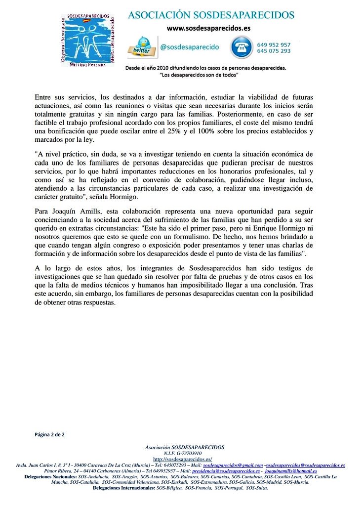 APDPE's tweet photo. La Asociación @sosdesaparecido y la Asociación Profesional de Detectives Privados de España @APDPE firman un convenio de colaboración por los #Desaparecidos https://t.co/GsY81L5ZA4   https://t.co/74z9z7qkSO https://t.co/L2N9iWTZ5G