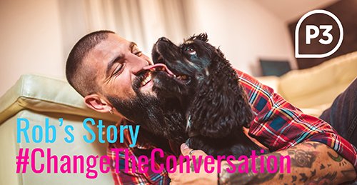 P3Charity's tweet photo. #ChangeTheConversation #WorldMentalHealthDay #WorldHomelessnessDay Rob describes the fear of living on the streets with his dog Maggie and how with support from @P3Charity he is now beginning to rebuild his life https://t.co/IC8Cdi9zmv https://t.co/cJuhBVkWVD