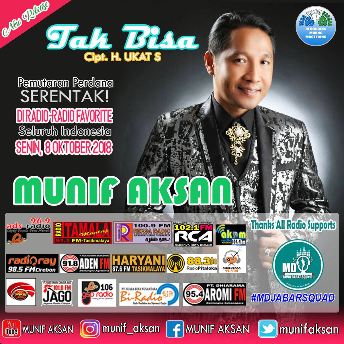 akom_radio's tweet photo. Pemutaran serentak @MunifAksan #TAKBISA #PemutaranSerentak #SPRRECORD @sangpraburecord cc. @dj_rimmo @akom_radio #Ayang @mdjabarsquad #roadtongarumus #jabarkompak https://t.co/GaKTnyk6O0
