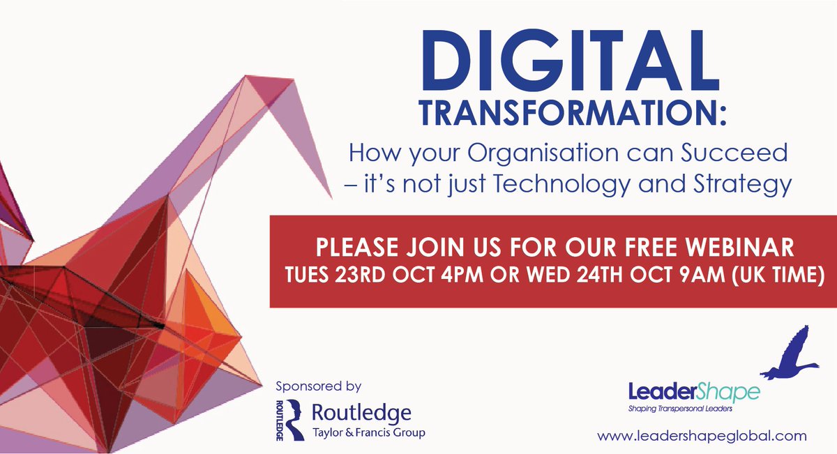 LeaderShapeUK's tweet photo. Interested in identifying how you can plan for and implement digital transformation in your organisation and how this will improve your business? Join our FREE webinar with host @LdrShapeDuncan &amp; sponsored by @BusMgmtPub: https://t.co/9ov3Pbd16B #digitaltransformation #leadership https://t.co/4WGaE5ZOXt