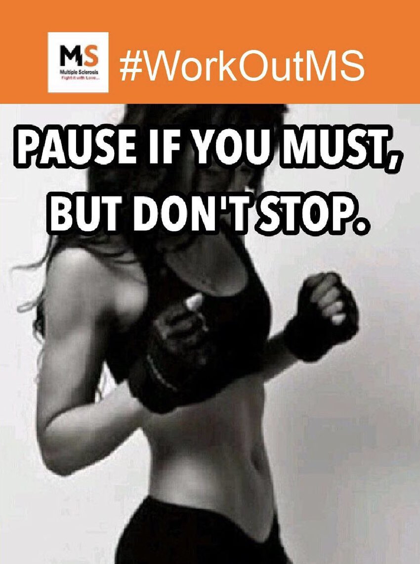 MSLetsFight's tweet photo. Donโt stop! Donโt give up! ๐๏ธโโ๏ธ๐คธโโ๏ธ๐งโโ๏ธ๐โโ๏ธShare your workout Pic or video footage and #WorkOutMS
#exercise #exerciseroutine #workout #workoutroutine #awareness #ms #mssymptoms #msday #multiplesclerosis #invisibleillness #ms #fatigue #positiveattitude #msfatigue #msawareness https://t.co/5EhnnR0Lsk