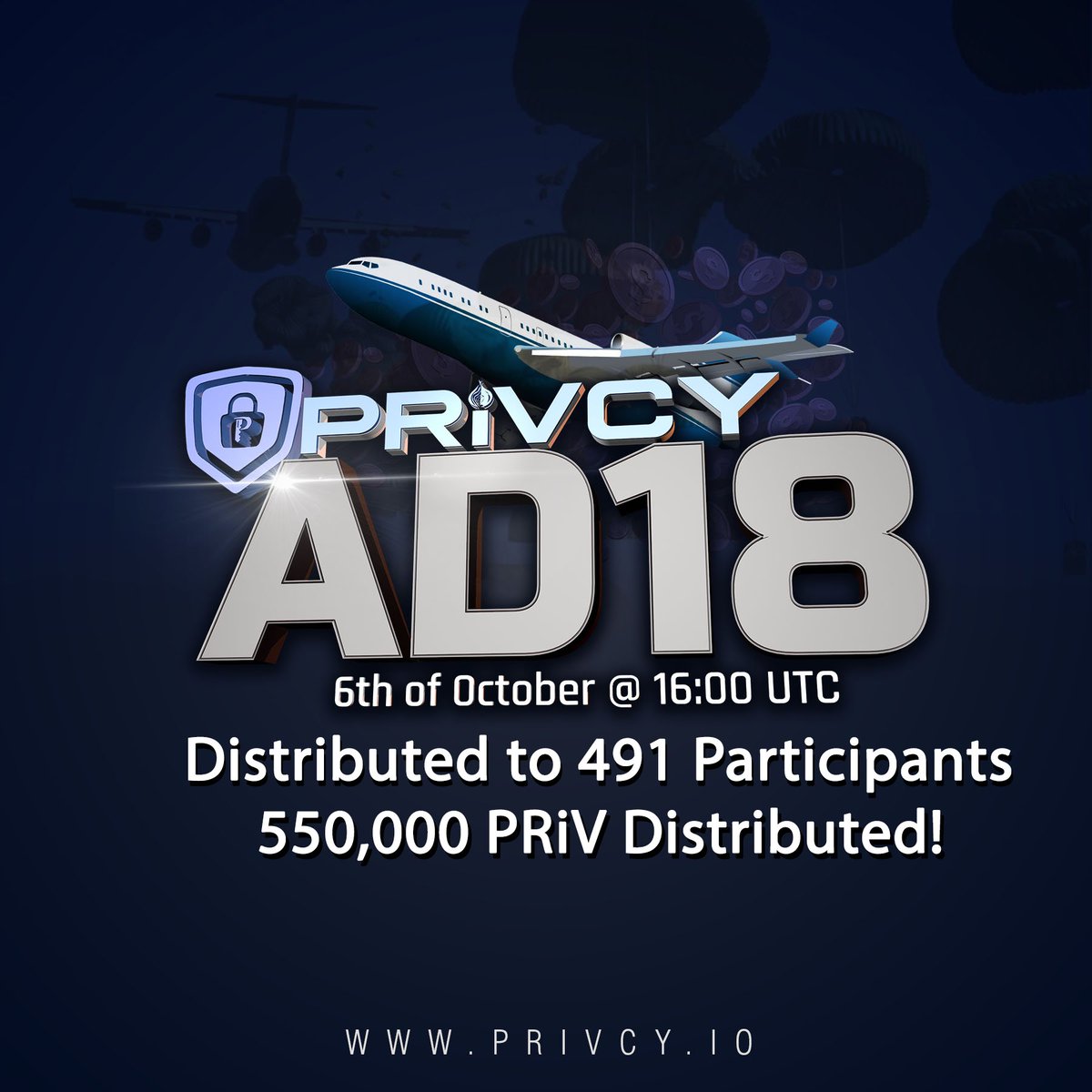 PRiVCY_COIN's tweet image. 18th #Airdrop distributed to 491 participants! 
Next airdrop will be on 10/13 @ 16:00 UTC, cut off for ALL tasks is 24 hours prior.
MUST join our new forum for AD19-20 forum.privcy.io

#PRiVCY #PRiVCY_COIN #PRiV $PRiV @testament @chuckfcknbilly @_ericpeterson_  #TOR #AD19