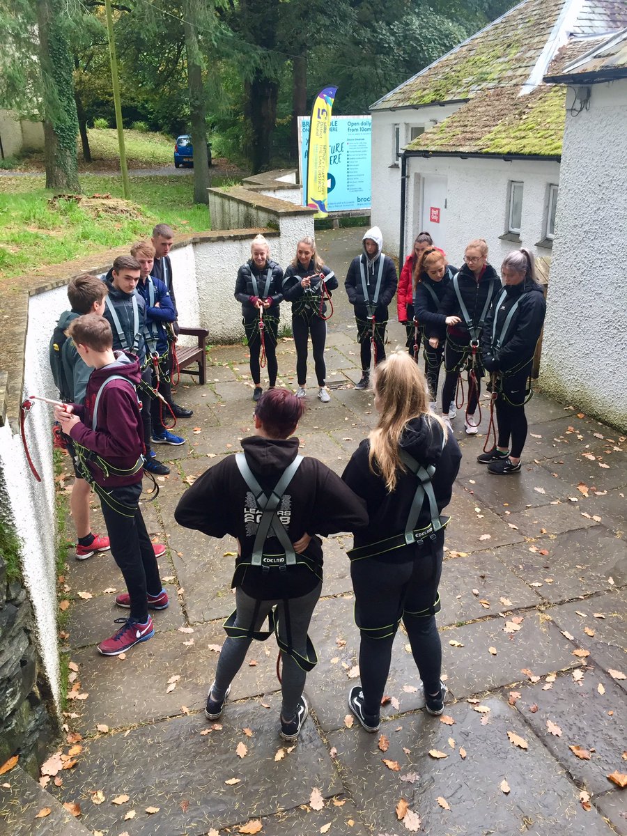 QEStudio_Health's tweet photo. Our Health and Sport pathways are out at @brockhole today on the treetop adventure. Starting the day with a safety briefing #studio #teamwork #communication #Createskills https://t.co/2JpF46OlxC