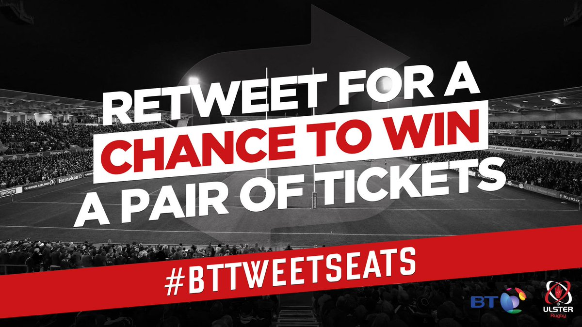 UlsterRugby's tweet photo. WIN a pair of tickets to this Saturday's @ChampionsCup opener verses @LeicesterTigers, thanks to @BTinIreland. Simply RT to enter! #BTTweetSeats https://t.co/SfYGtpJ60N