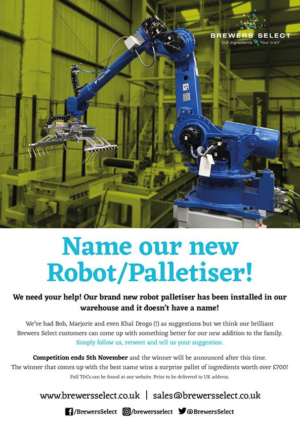 BrewersSelect's tweet photo. Competition time! We have a new team member who doesn't have a name yet. Simply follow, retweet and comment your suggested name by 5th November for a chance to win a surprise pallet of ingredients worth over £700!! 🍻 T&amp;Cs apply and can be found on our website. https://t.co/AoAqXD7zsa