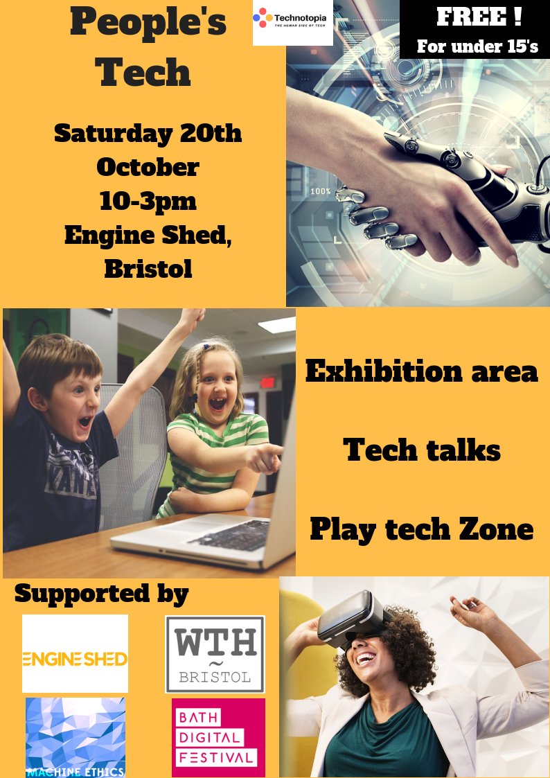 collec_intel's tweet photo. Less than two weeks until #peoplestech @EngineShed_BB Come along and enjoy a day of demos @dBs_Music @GoVirtually_ @knowlewestmedia @LettUsGrow @smallrobotco coding with @CodeClubSW and more! 
Online tickets from only £3.00 and Free for kids. Get yours at https://t.co/hVq6AV5CH2 https://t.co/lLpRH81zD5