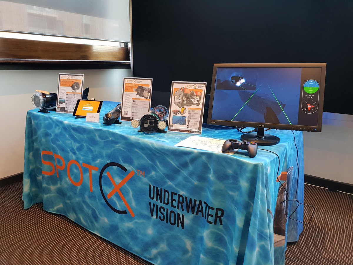 If you're at the ASFB Conference this week, swing by the Spot X Underwater Vision's display and check out their products and ROVsim BlueROV2!