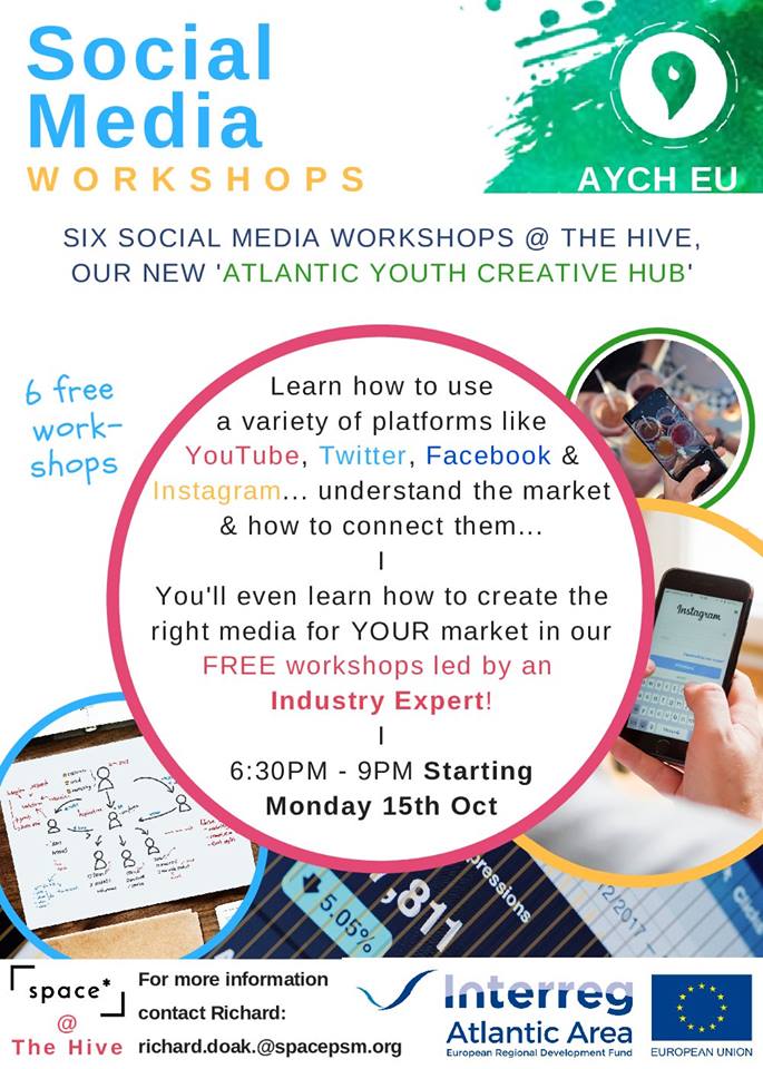 AtlanticHubs's tweet photo. 📣DAY 15 YOU HAVE A DATE IN EXETER 6 SOCIAL MEDIA WORKSHOPS (FREE)
#Space will conduct trainings for young people related to social networks and new technologies. Sign up now!
#Interreg #atlanticarea #transnational
#AtlanticHubs #atlanticyouth #aychHubs #aychformation #exeter https://t.co/Q6DjOoQKXQ