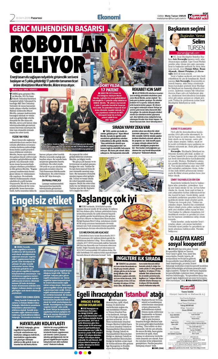 met_automation's tweet image. MET ailesi geliştirdiği ürünlerle bir kez daha ulusal basında. Endüstri 4.0’ı konuşmak yerine gerçekleştiren, patentli çözümleri ile yerli üreticinin teknoloji ihtiyaçlarını karşılayan MET haber detayında geleceğe dair gerçekçi planlarını paylaştı #met_automation #teknoparkizmir