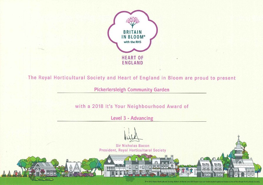 PickersleighCG's tweet photo. Remember back in the summer when the garden was judged by the Royal Horticultural Society? Well...... We were awarded a level 3 😀 We think this is quite an achievement for a garden in its first year and it's all down to the hard work of our fantastic volunteers 🌻 https://t.co/h12YEoK7AL