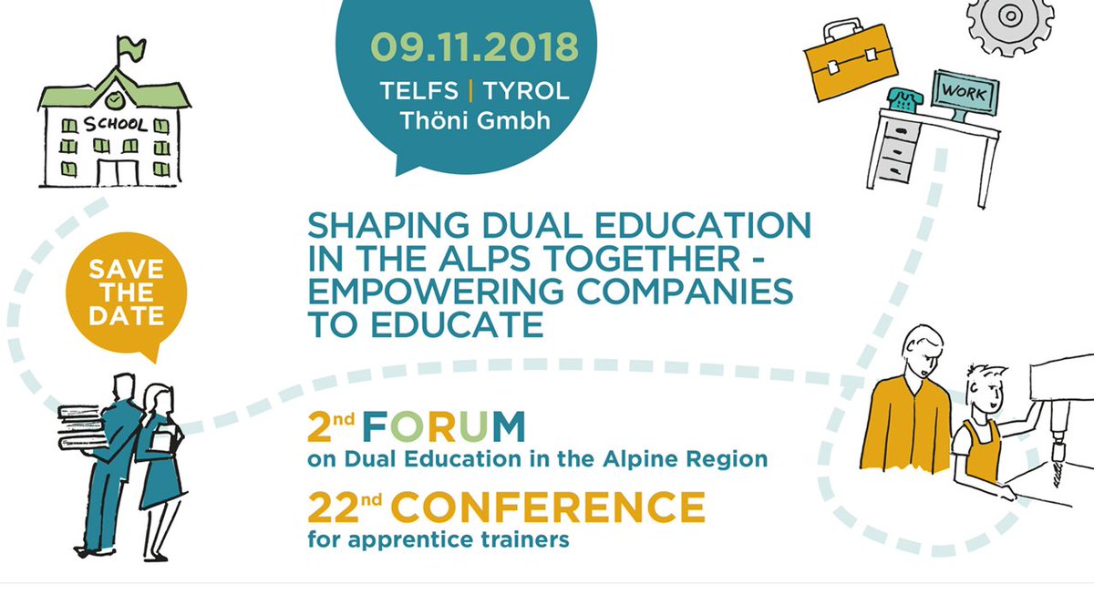 Registration to the “2nd Forum on Dual Education” is now open!!  Click here: tools.tibs.at/amg_kongress/ and participate at the event of November 9th in Telfs! Don’t miss the occasion to discuss about  future steps and new projects for #dualeducation in the #Alpineregion.