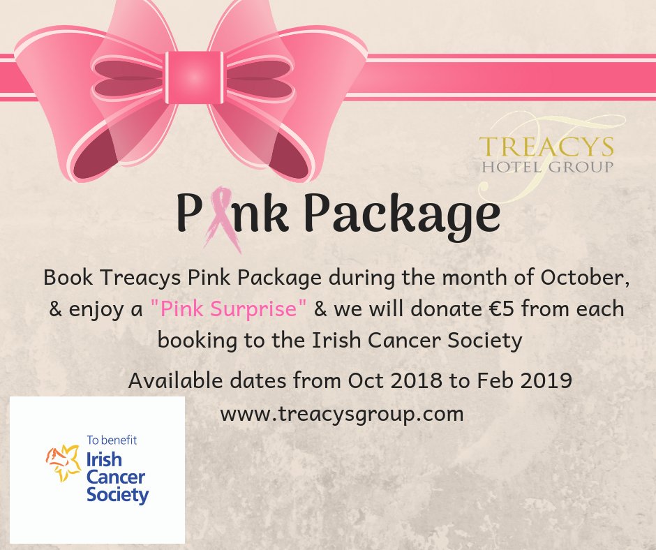 TreacyHotels's tweet photo. Book our 'Pink Package' and we will donate €5 from each booking to the Irish Cancer Society.
To book go to: https://t.co/zRXitzc97t or 
https://t.co/aV6DXQS8Du
https://t.co/JX5H7pwGJ9
https://t.co/az6mynJING
https://t.co/lgQ9718fGD
https://t.co/h1S2l2jqCJ https://t.co/8IhhbKjIf2