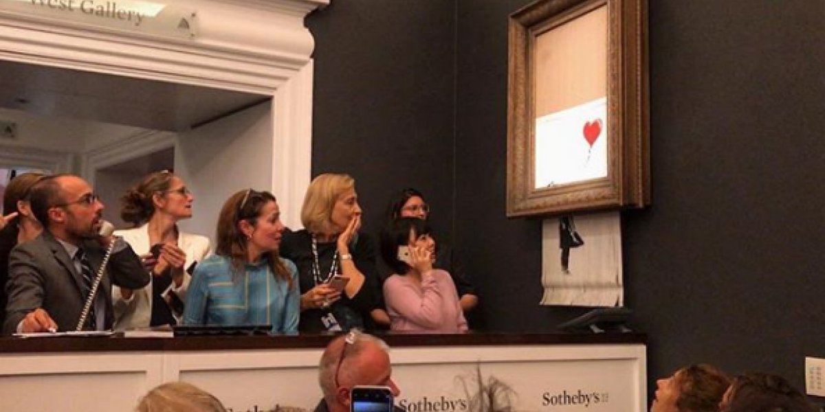 Bansky trolle une enchère en détruisant un tableau adjugé pour plus d'un million d'euros lesinrocks.com//2018/10/06/ar…