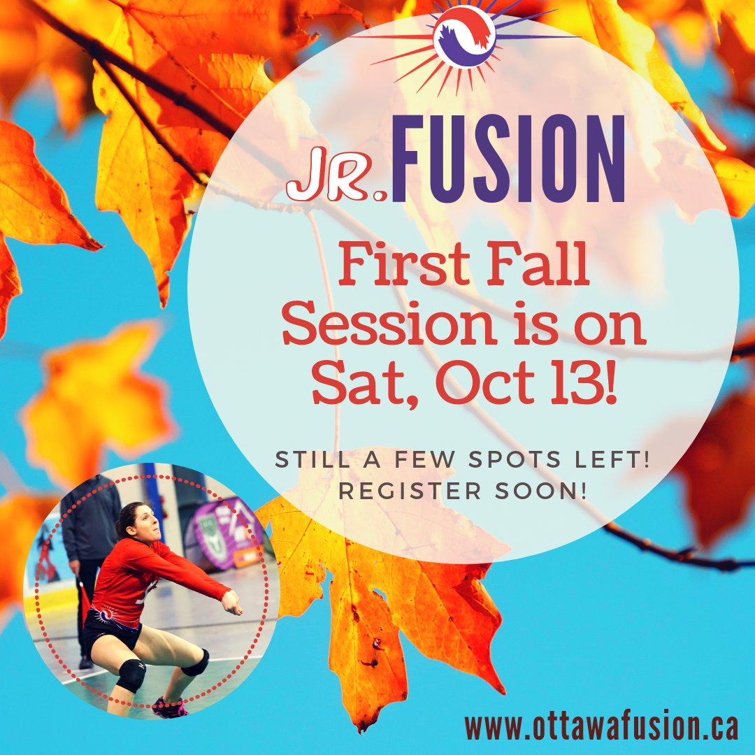 OttawaFusion's tweet image. The Jr. Fusion Fall sessions are just around the corner! Programs available for ages 6-14. Large variety of structured volleyball drills and games. Multi-sport games and drills (may include basketball, soccer, track and field). Register soon! #ottawafusion #fusiondevelop