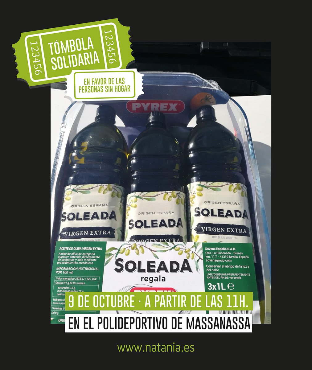 asocnatania's tweet photo. 💚TÓMBOLA SOLIDARIA💚 del próximo 9 de octubre, apuntadlo en vuestras agendas, ¡no os lo podéis perder!
📅  9 de Octubre
📍 Polideportivo de Massanassa
🕚 A partir de las 11h.
·
#ProyectoRehoboth #Solidaridad #Tómbola #SinHogar #Sinhogarismo#TómbolaSolidaria #Massanassa #9Octubre https://t.co/xWHQBDNXVo