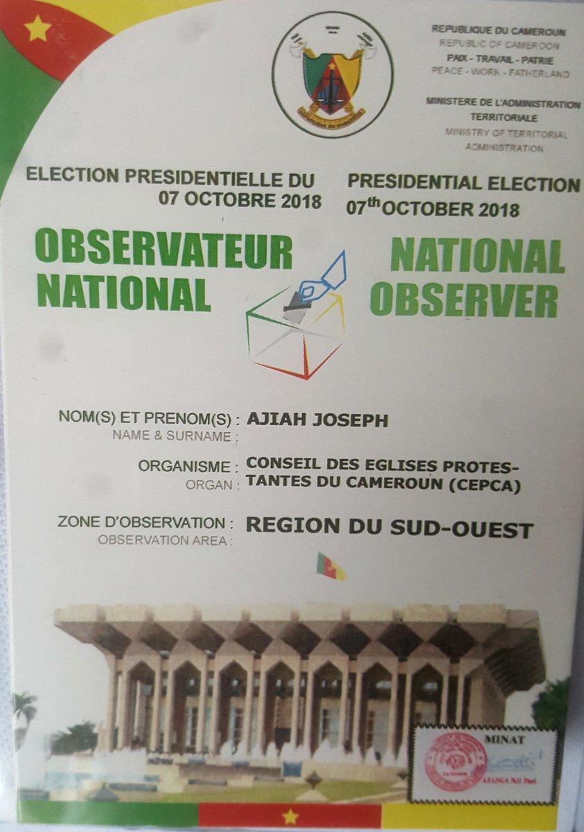 CEPCACameroon's tweet photo. We stand for #Democracy, #Humanrights and #Peace in #Cameroon. Protestant #HumanRightsDefenders out for #Elections in #Cameroun @RevEBAI @USEmbYaounde @AaccCeta @Oikoumene @HRDWorldSummit @hrw @CRTV_web @PNUDCameroun @BROT_furdiewelt @Reg_Protestants @CCMN237 @G_Thibault_Fr https://t.co/B7fcJfoIhn
