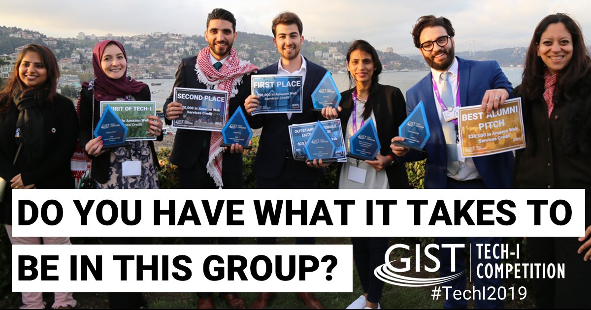 AAAS_Entr's tweet photo. The 2019 GIST Tech-I Competition is coming! Find out if you have what it takes to join the ranks of successful Tech-I competitors here: https://t.co/Uxa9zZw8gn #TechI2019 https://t.co/7XvsibcyDW