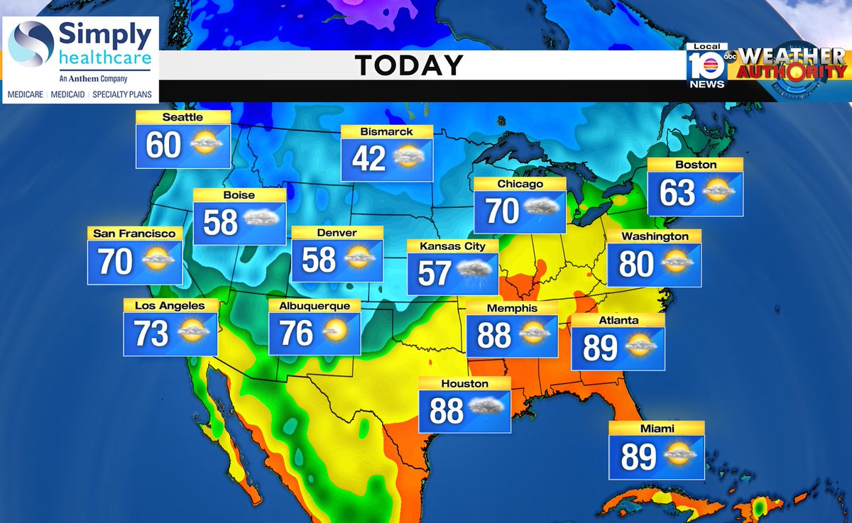 Here is the national forecast for today Presented by Simply Healthcare https://t.co/bgqkWTTawy