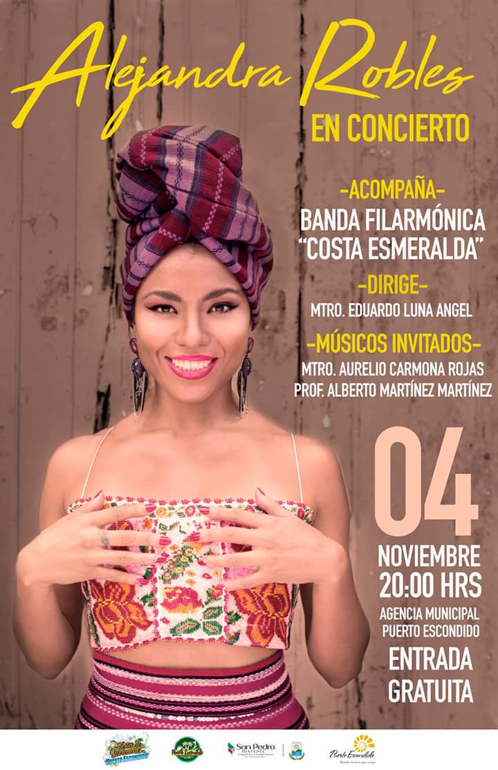 SanPedroMixt's tweet photo. Disfruta de una maravillosa velada con música de banda filarmónica acompañada de una de las mejores voces que a través de sus canciones representa las raíces afro-mexicanas y la cultura costeña de nuestra Región.
#FiestasdeNoviembrePuertoEscondido2018 https://t.co/ClbJ0iiQ8k