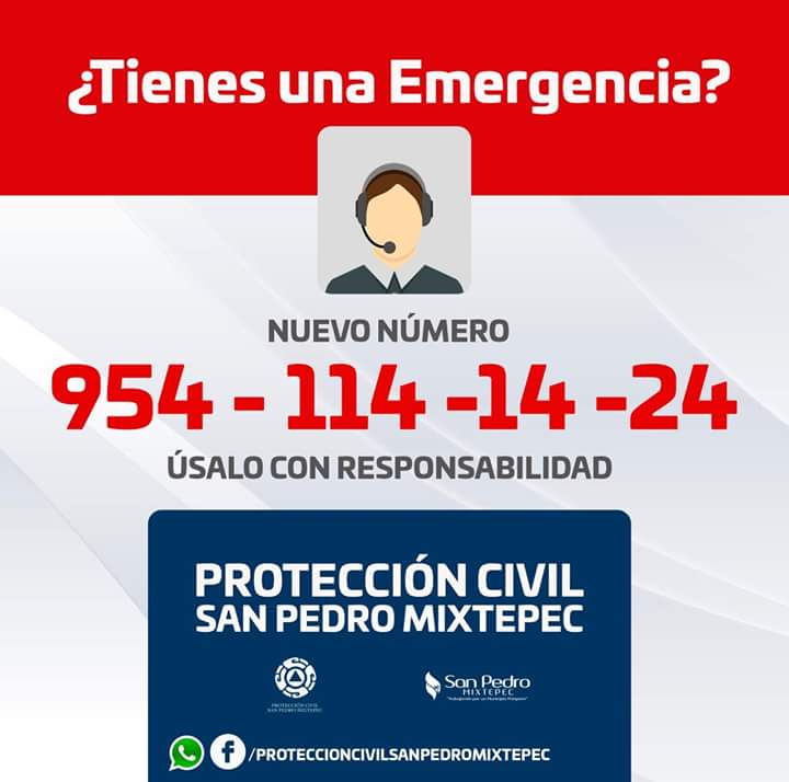SanPedroMixt's tweet photo. Para nosotros es de suma importancia atenderte en una emergencia.

Les compartimos el nuevo número de atención de Protección Civil Municipal. https://t.co/5Ky8MPf8u0