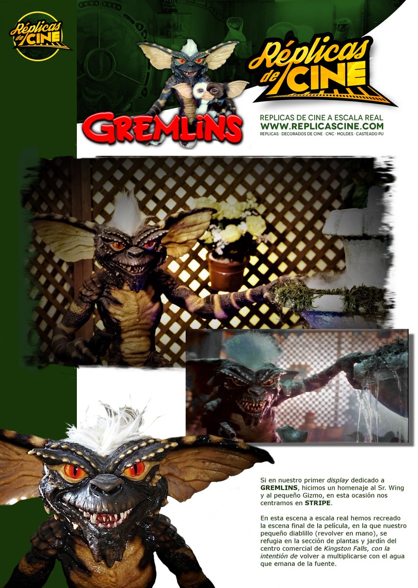 ReplicasdeCine's tweet photo. Actualizamos nuestro Dossier con la inclusión de la escena final de Stripe en la fuente, de la película #Gremlins. #Réplicasdecine #gizmo #replicasaescalareal #propsreplicas #málaga #madrid #barcelona #marbella https://t.co/ZrU5mZ1OoC