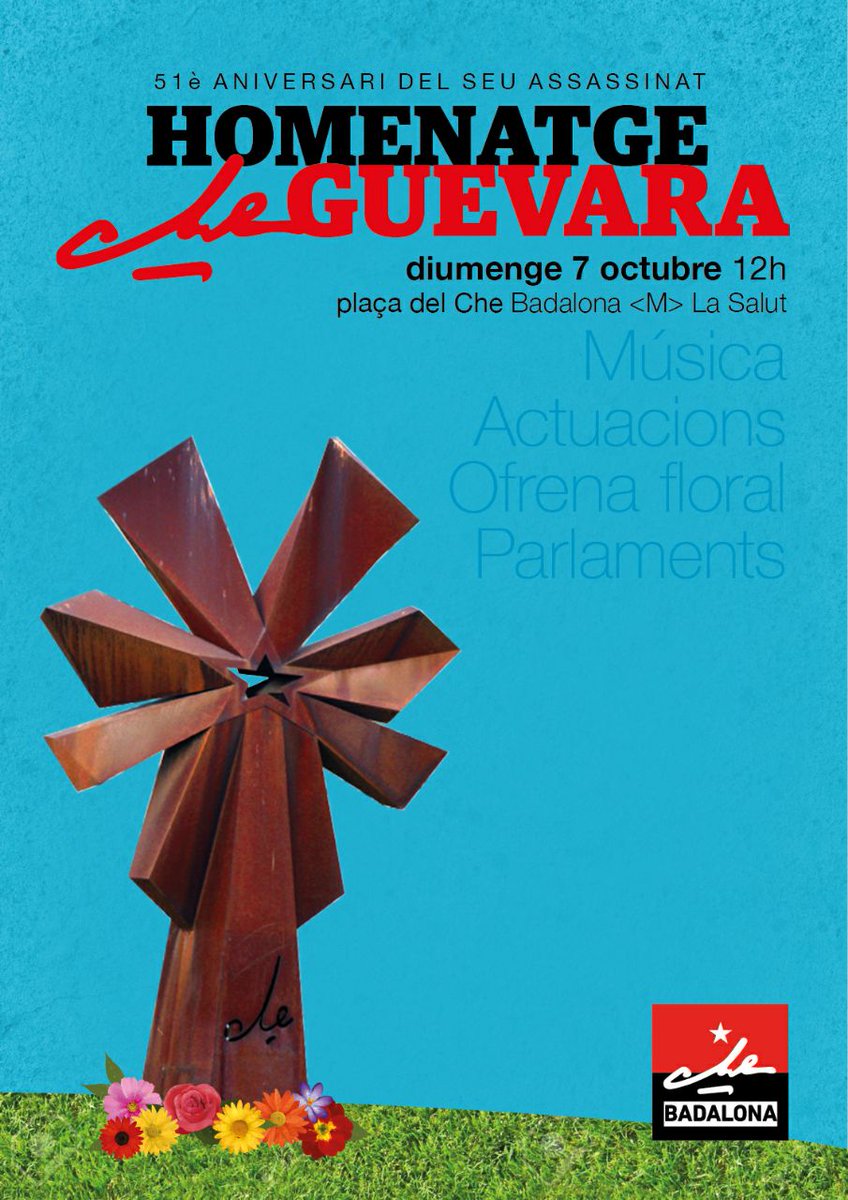 Cap de setmana internacionalista i solidari a #Badalona, avui des de les 10h la Fira de la Solidaritat a la Rambla, i demà a les 12h, a la Salut, Homenatge al #Che Guevara