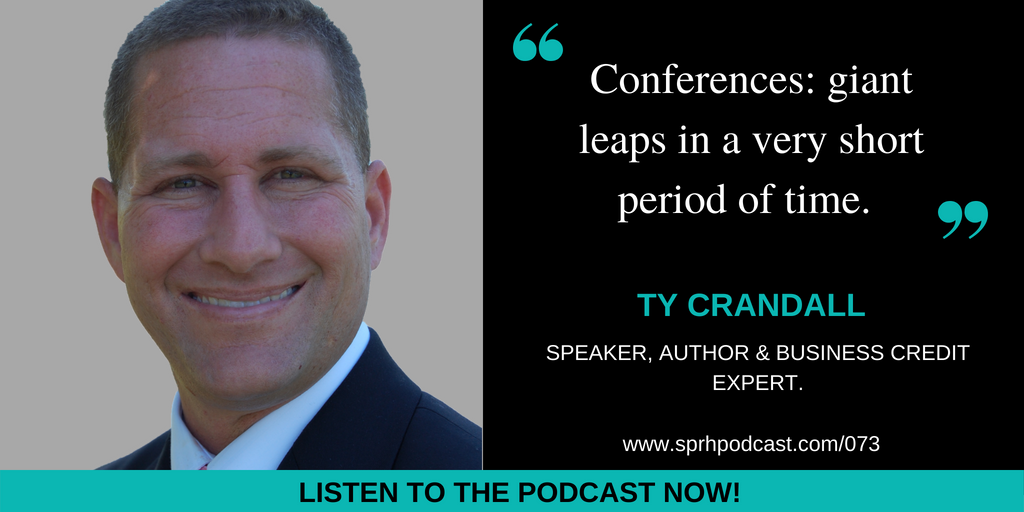 Ty Crandall of @CreditSuite1 shares why #conferences are really good places to build your business from. He gets pages and pages of action items from each conference! Listen to how he implements them all at sprhpodcast.com/073

#massiveaction #smallbusiness #businesscredit
