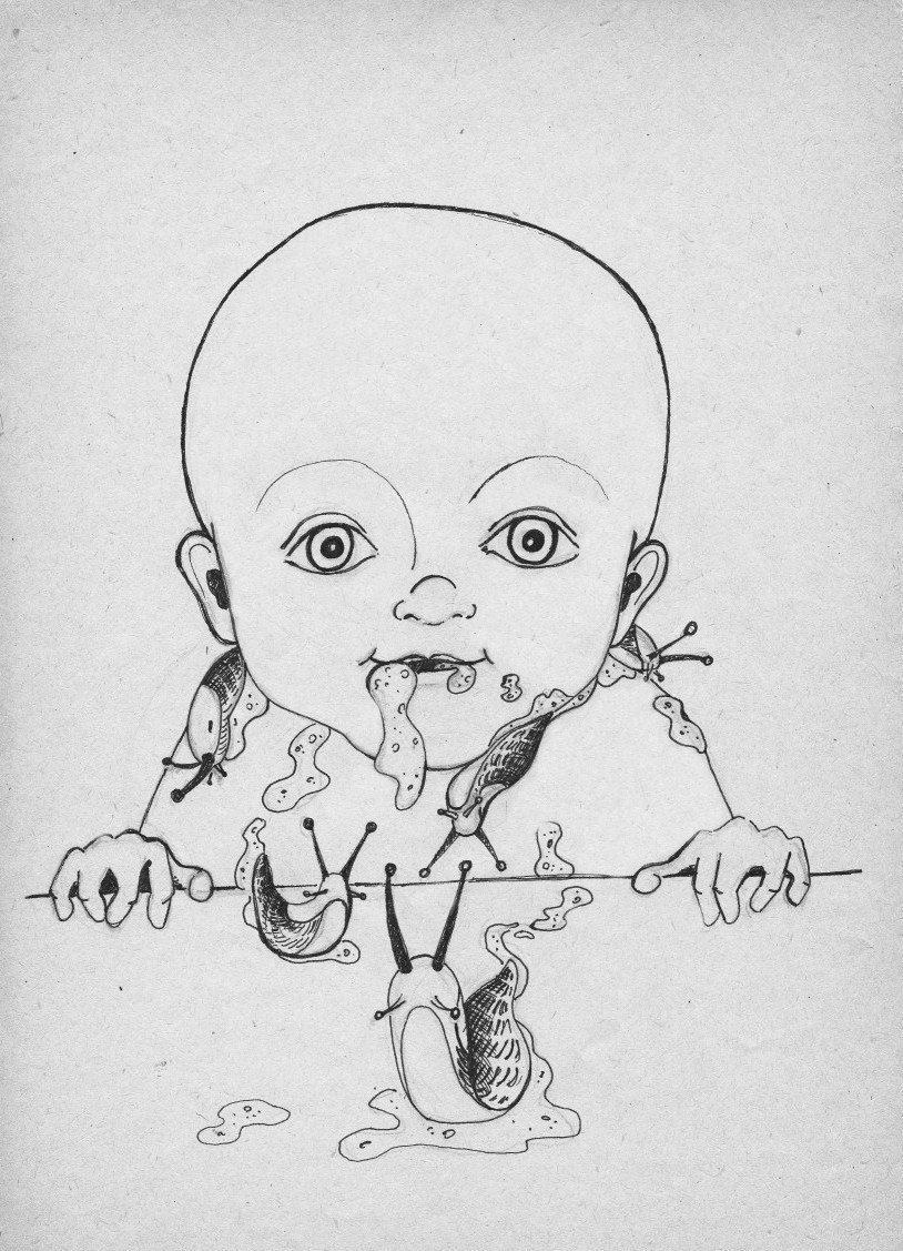 Lisbet_Whaley's tweet photo. Day 6 – DROOLING… XD

#Inktober #inktober2018 #inktoberday6 #Drooling #Spittle #slime #slug #baby #babyboy #Smile https://t.co/z2hOjmRIal