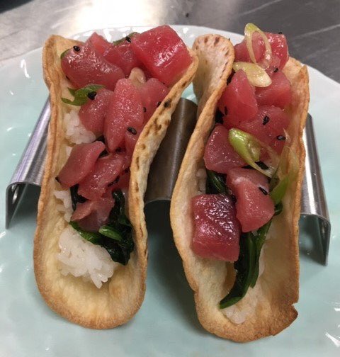 NatBlueSeafood's tweet image. Artisanal Hand Line Caught  #AhiTuna Tacos🐟🌮!#SeafoodMonthChallenge @SeafoodWatch 💚Best Choice