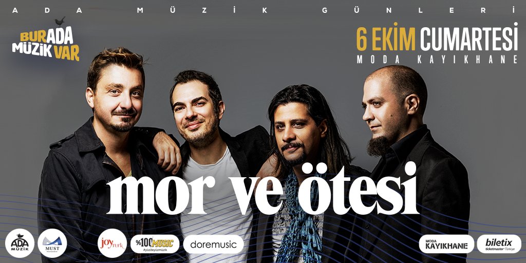 BUGÜN.! 6 Ekim #Cumartesi #buradamüzikvar .! <a href="/mehmetgureli49/">Mehmet Güreli</a> gecenin açılışını yapacak.. Ardından <a href="/YeniTurku/">Yeni Türkü</a> Burada Müzik Var sahnesinde. Gecenin final performansında <a href="/mvoofficial/">mor ve ötesi</a>, şarkılarını #akustik formda seyircisiyle buluşturacak. #modakayıkhane #buradanyazıyorum #konser